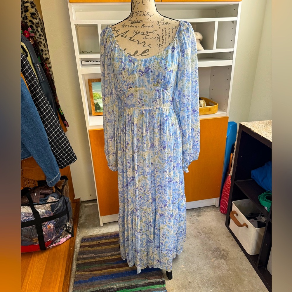 Periwinkle floral dress with tie back size 10/12